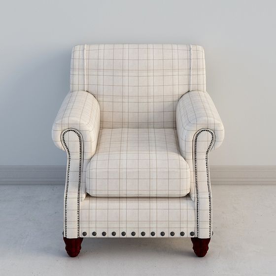 Classic Plaid Armchair 3D model