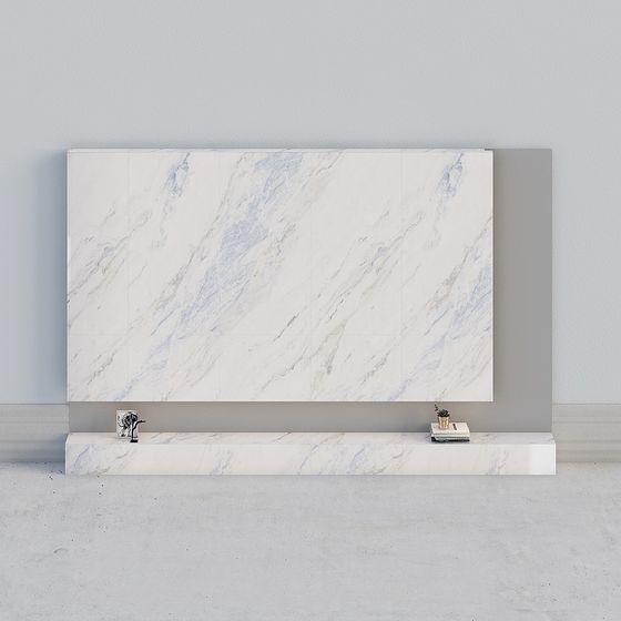 Stylish Low-Polygon Marble TV Wall 3D model