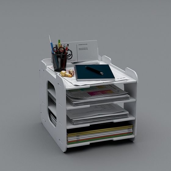 Low-Poly File Rack 3D model for Modern Aesthetics