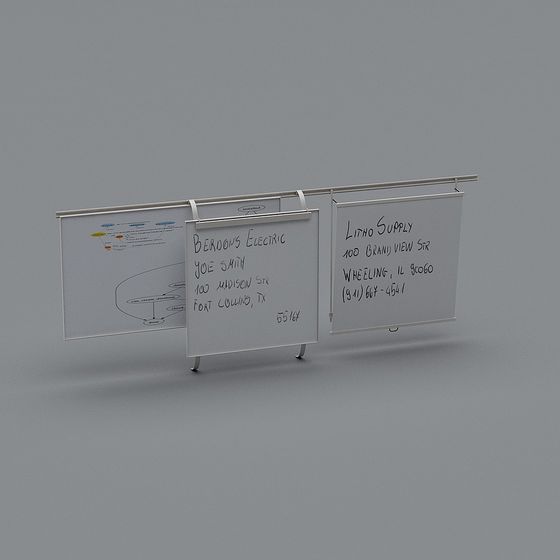 Stylish Low Polygon Whiteboard Set 3D model