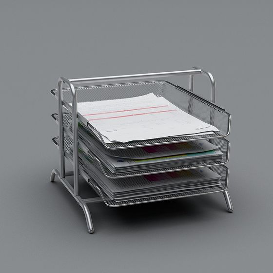 Elegant Metal File Rack 3D model for Modern Offices