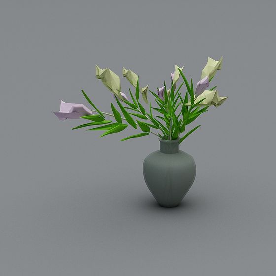 Low-Poly Paper Art Flower Vase 3D model