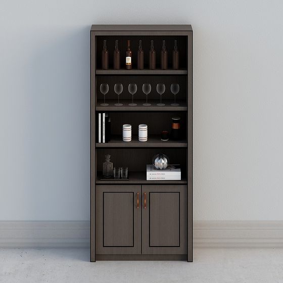 Elegant Low-Poly 3D Wine Cabinet Model for Modern Interiors