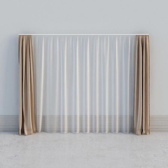 Elegant Low-Polygon Curtain 3D Model