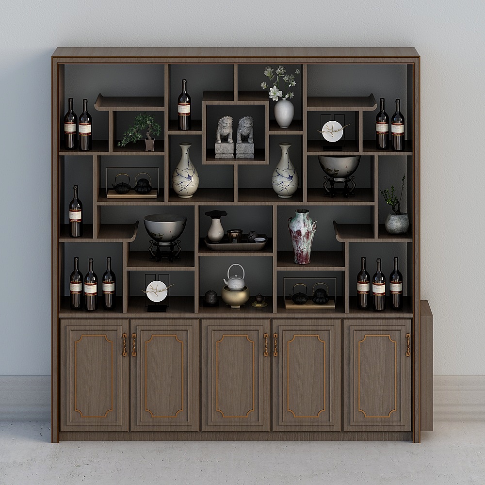 Mô hình tủ rượu phối hợp phong cách Trung Quốc mới 01