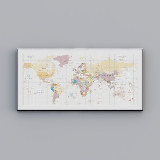 Low-Poly High-Detail 3D World Map Model