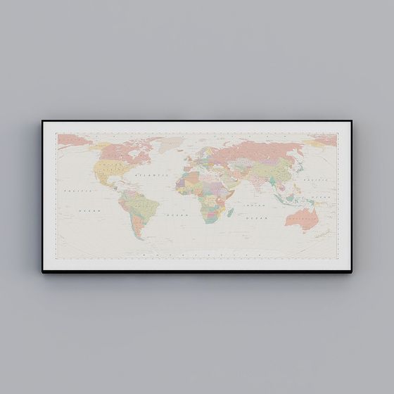 Detailed Low-Poly World Map 3D Model