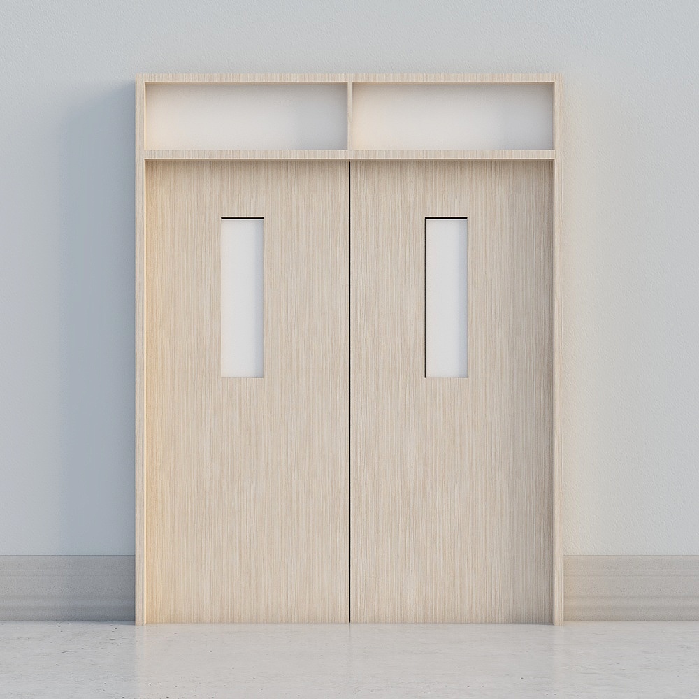 modern light wooden windowed double door