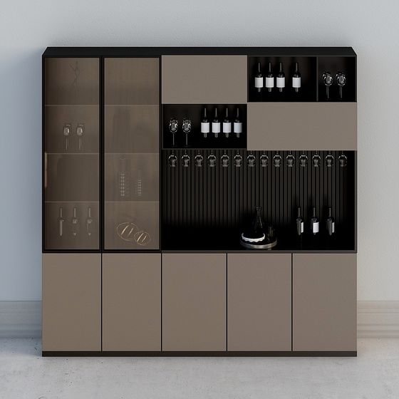 Stylish Wine Cabinet 3D model for Elegant Spaces