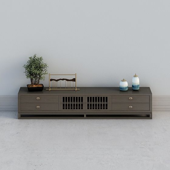 Zen-Inspired TV Cabinet 3D Model