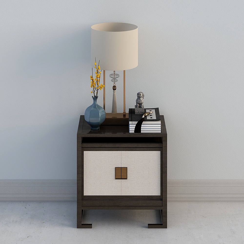 Stylish Eastern-Inspired Bedside Table 3D model