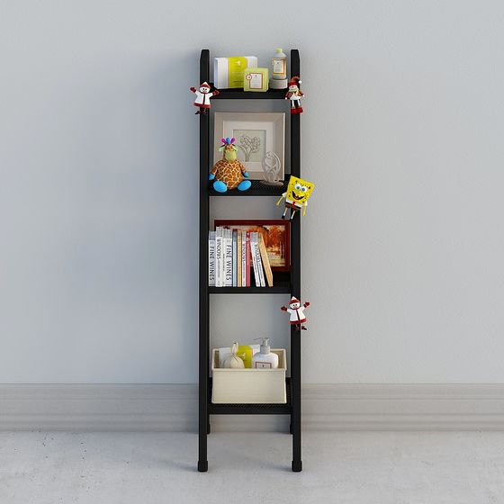 Stylish Low-Poly Bookshelf 3D model