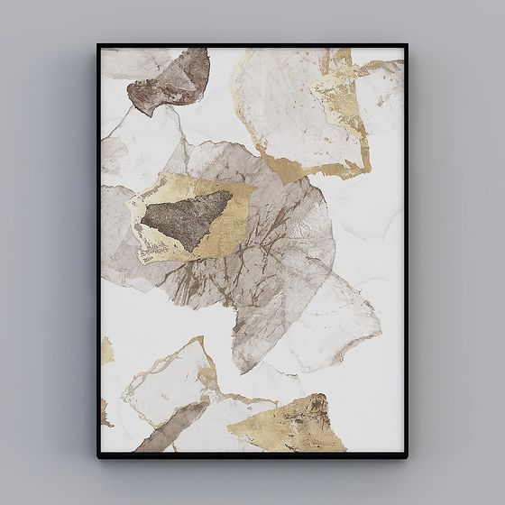 Elegant Fractured Gold Marble 3D model for Interiors