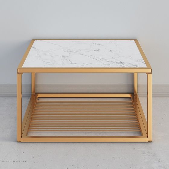 Elegant Golden Marble Side Table 3D model