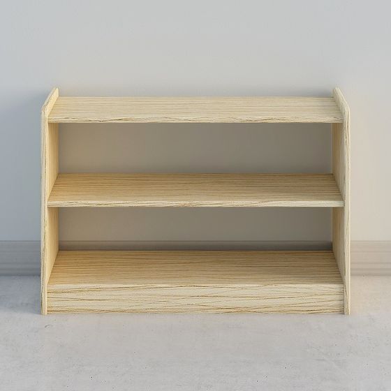 Stylish Low-Poly Wooden Bookshelf 3D model