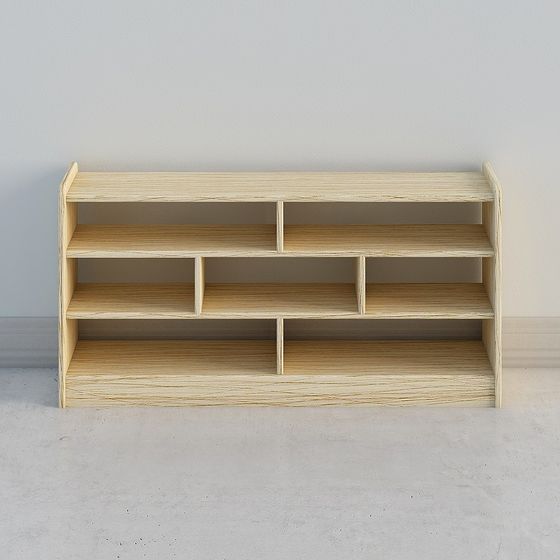 Stylish Wooden Bookshelf 3D model