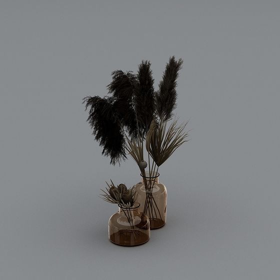 Glass Vase with Hay 3D model