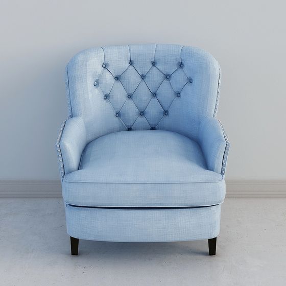 Elegant Blue Low-Poly Armchair 3D model