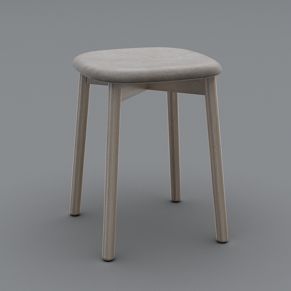 Low-Polygon Wooden Stool 3D model