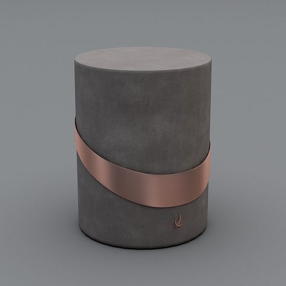 Elegant Gray Round Stool 3D model