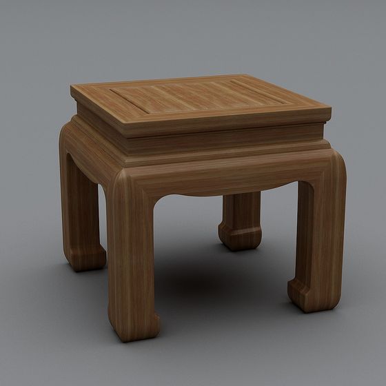 Minimalist Wooden Stool 3D model
