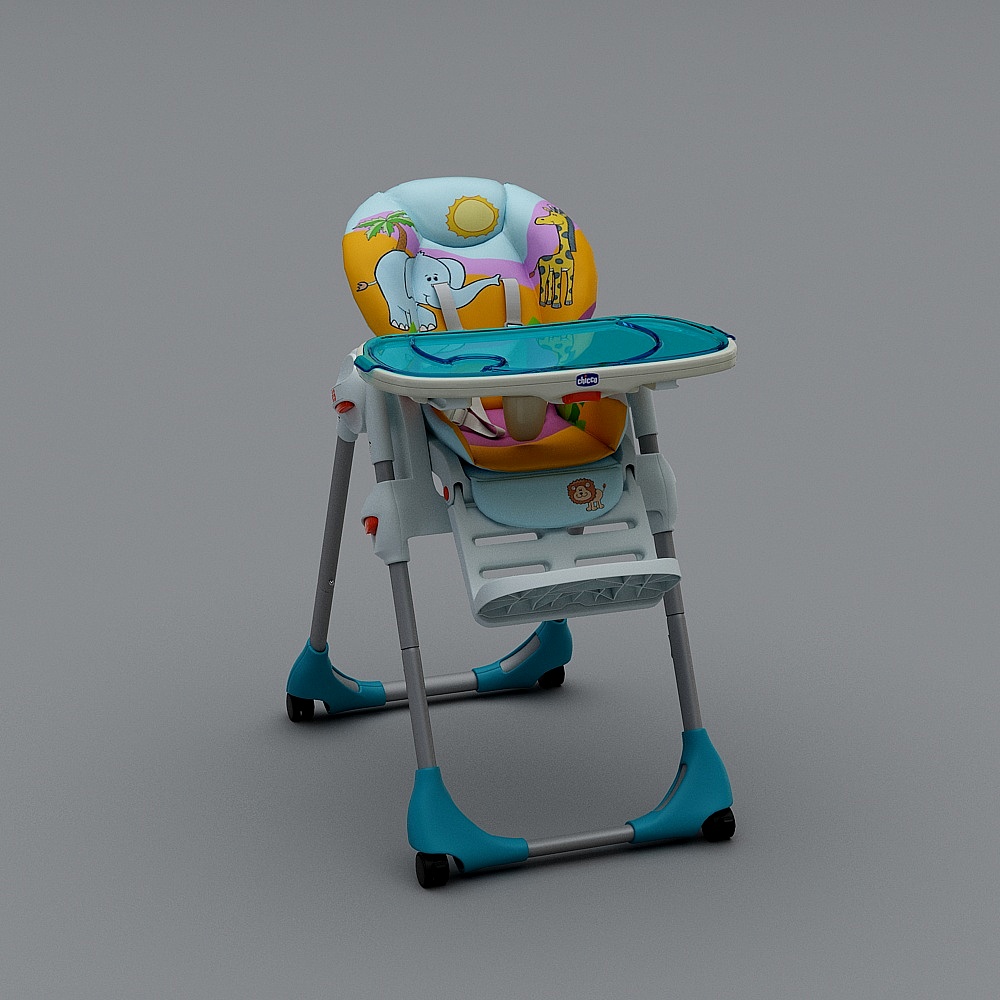 Colorful Baby High Chair 3D model