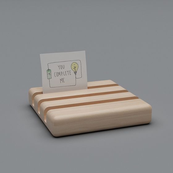 Low-Poly Wooden Business Card Holder 3D model