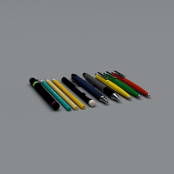 Colorful Stationery Set 3D model
