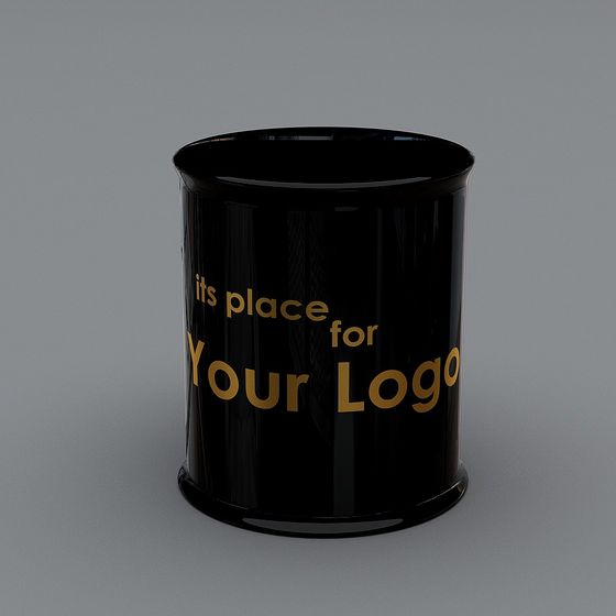Elegant Black Trash Bin 3D Model