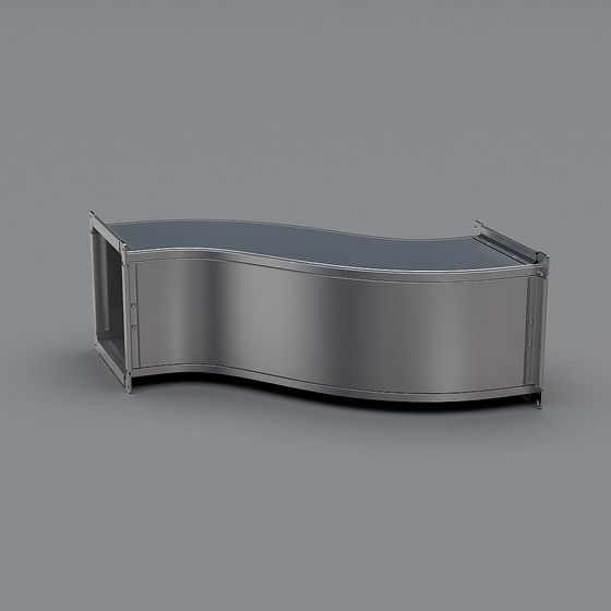 Futuristic Curved Metal Display Cabinet 3D model