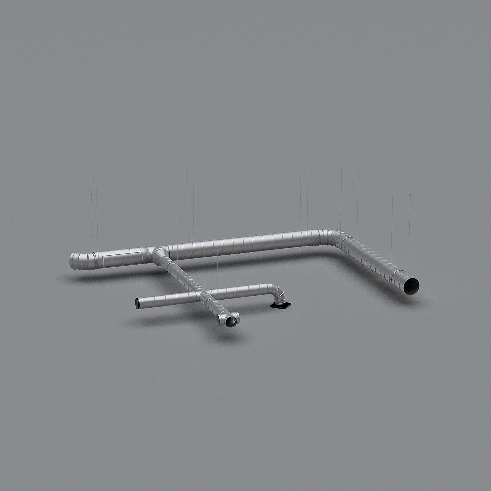 Industrial Aesthetic Low-Poly Pipe System 3D model