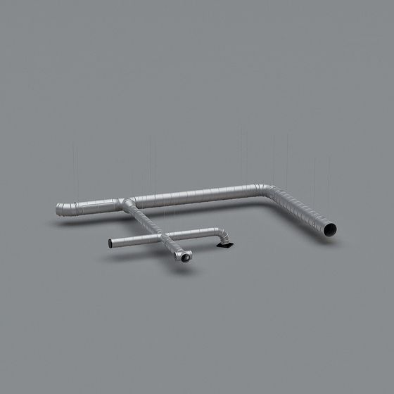 Industrial Aesthetic Low-Poly Pipe System 3D model