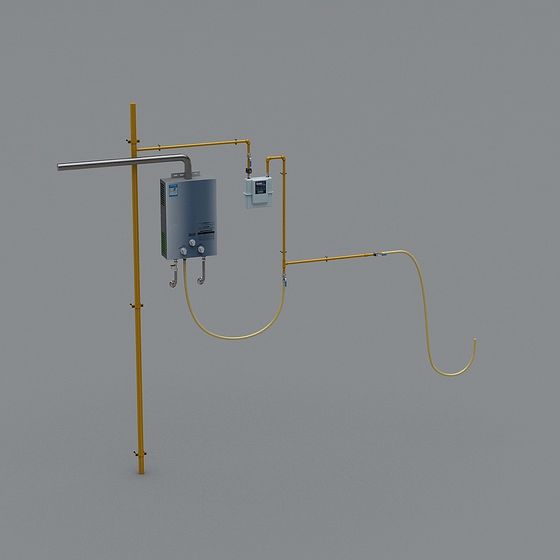 Stylish Gas Water Heater 3D model for Modern Environments