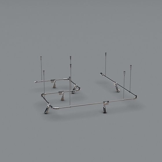 Chrome Rail System Modern 3D model