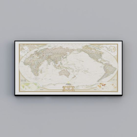 Stylish Low-Poly World Map 3D Model