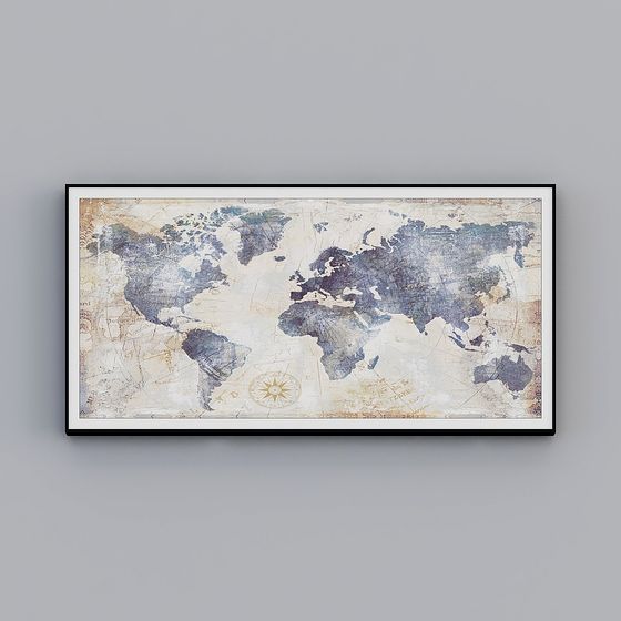 Retro World Map 3D model