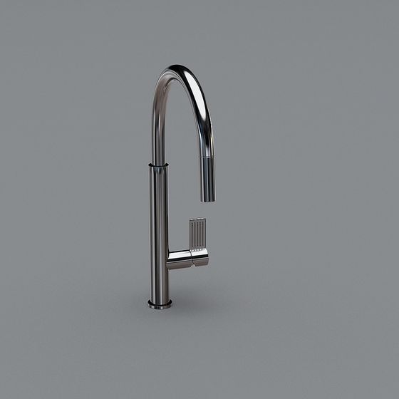 Sleek Low-Poly Kitchen Faucet 3D model