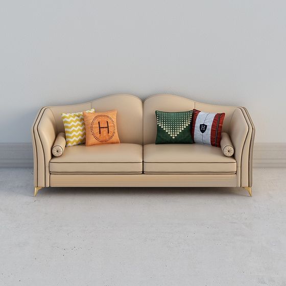 Stylish Low-Polygon Sofa 3D model