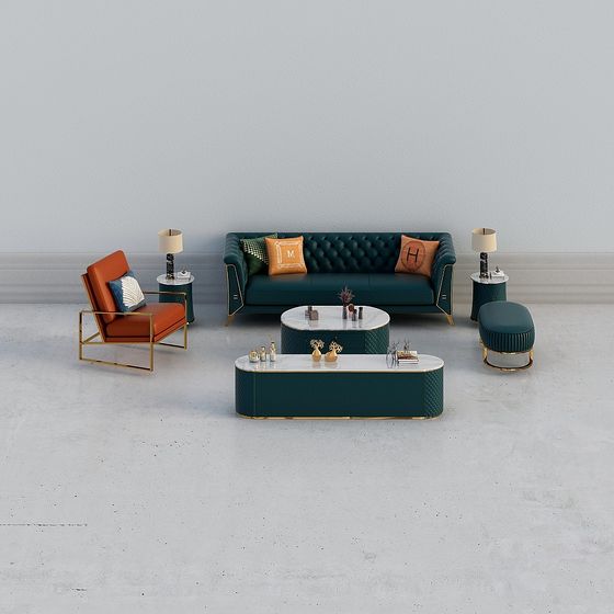 Elegance Living Room Set 3D model for Modern Interiors