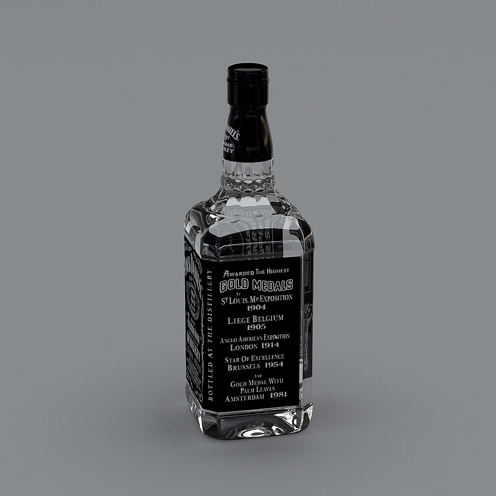 Vintage Whiskey Bottle 3D Model