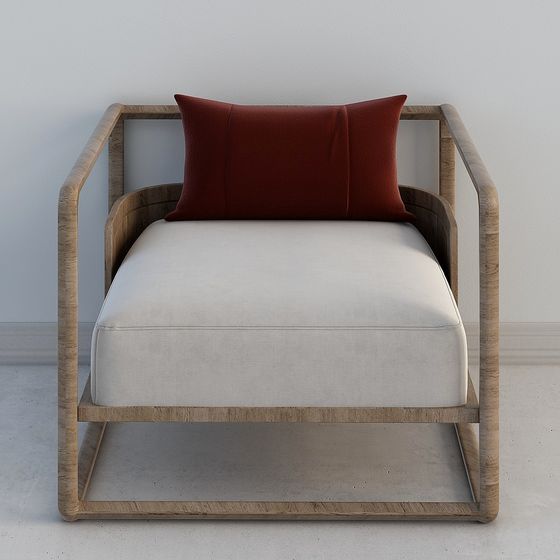 Wooden Lounge Chair 3D model