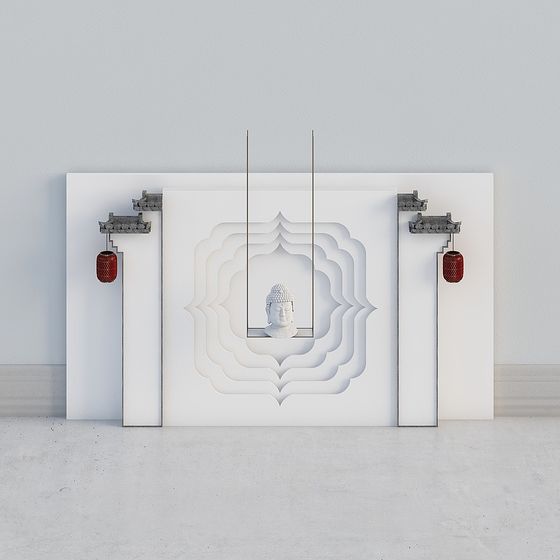 Elegant Zen Screen 3D model for Tranquil Spaces