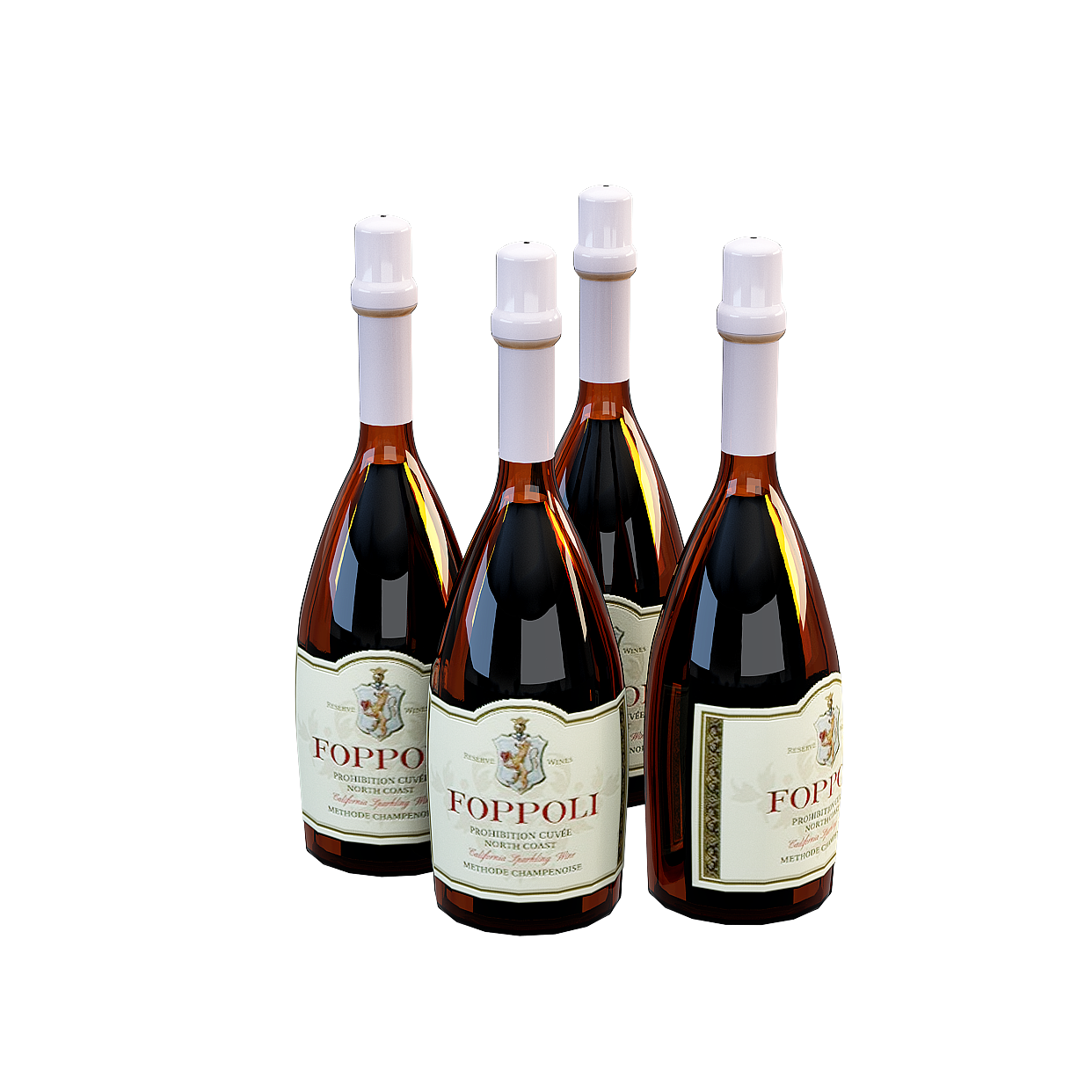 Foppoli Prohibition Cuvée Bottle 3D Model – Amber Glass