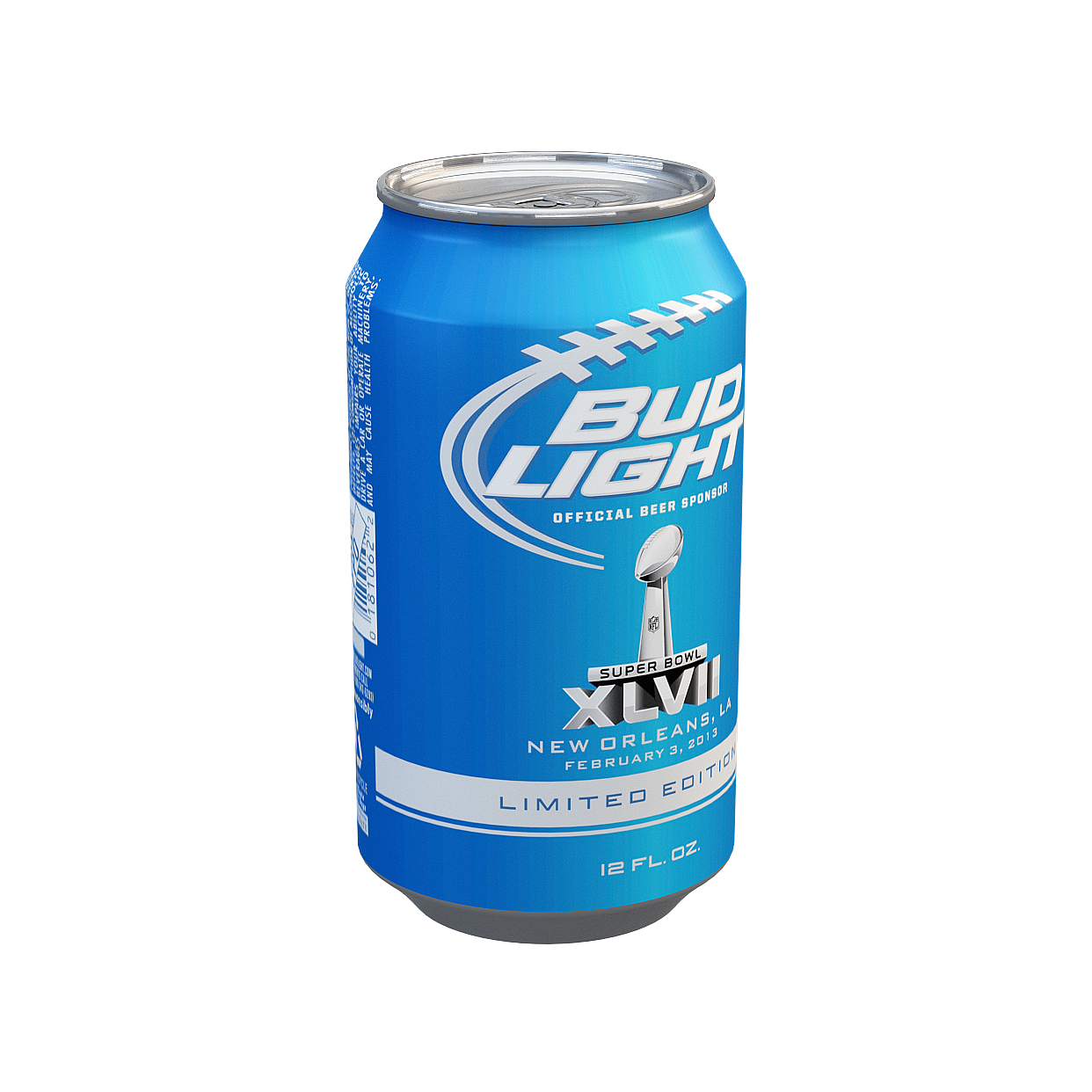Bud Light Super Bowl Can 3D Model – Vibrant Metallic Design