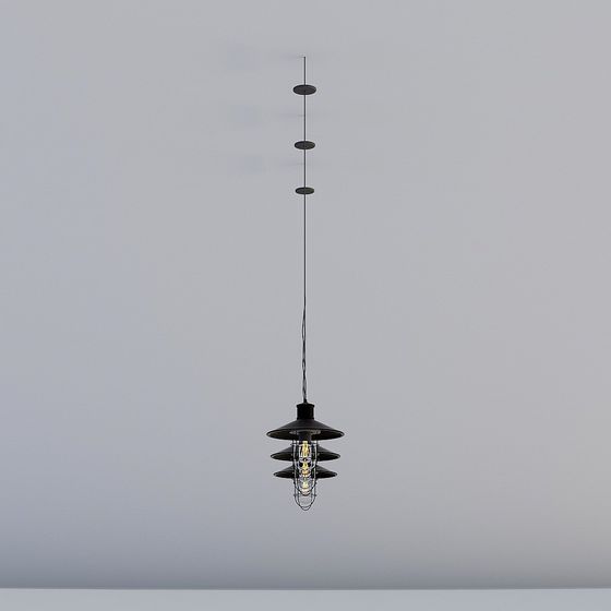 Industrial Style Low-Polygon Ceiling Lamp 3D model