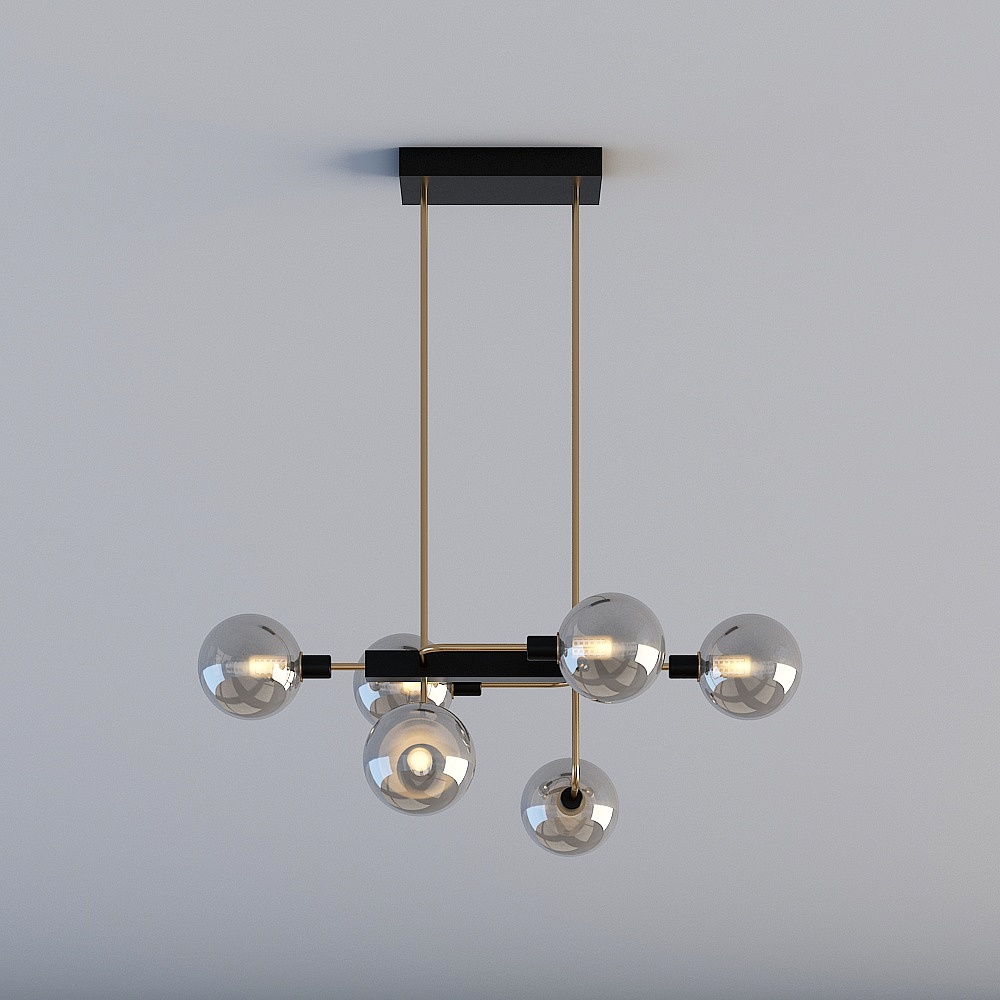 3D lights are all XJDS - Postmodern workwear showroom guest restaurant bedroom study chandelier ceiling lamp - MD809-6 - smoke gray