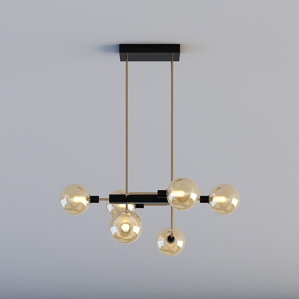 3D lights are all XJDS - Postmodern workwear showroom guest restaurant bedroom study chandelier ceiling lamp - MD809-6-cognac color