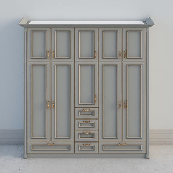Elegant Low-Poly Wardrobe 3D model