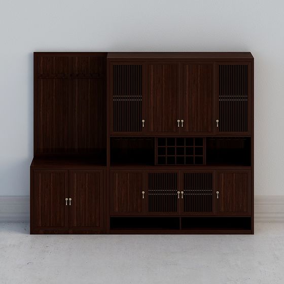 Vintage Wooden Storage Cabinet 3D model