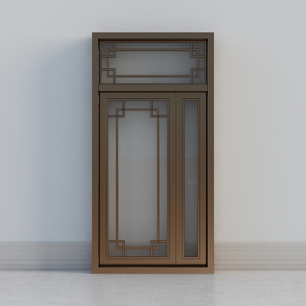 chineese dark brown windowed door